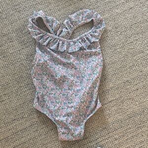 Floral Ruffle Kids Swim One Piece